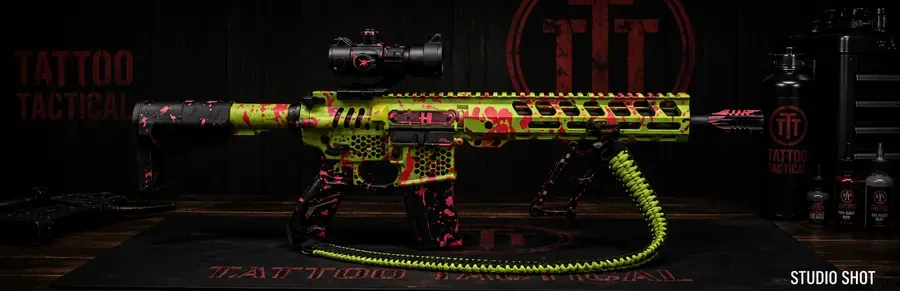 Bio Hazard Cerakote AR-15, Horror design by Tattoo Tactical