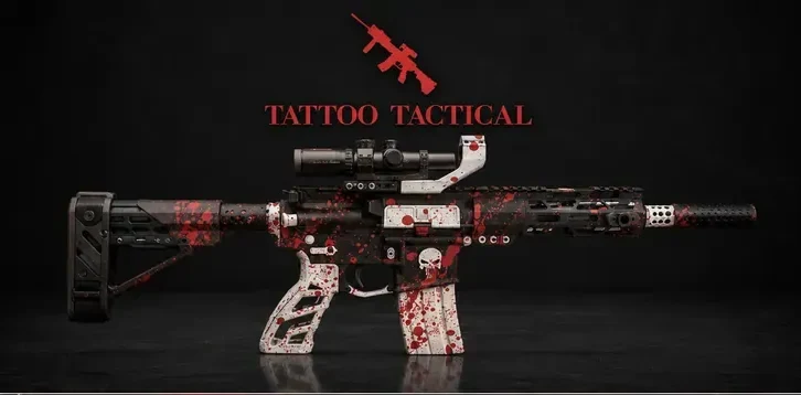 Bloody Punisher Cerakote AR-15, Comic design by Tattoo Tactical