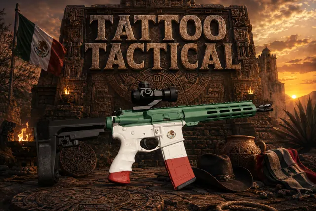 Mex Pride Cerakote AR-15, Patriotic design by Tattoo Tactical
