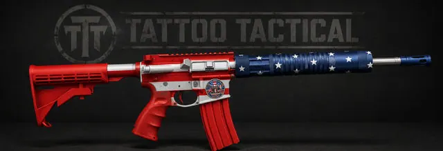 Old Glory Cerakote AR-15, Patriotic design by Tattoo Tactical
