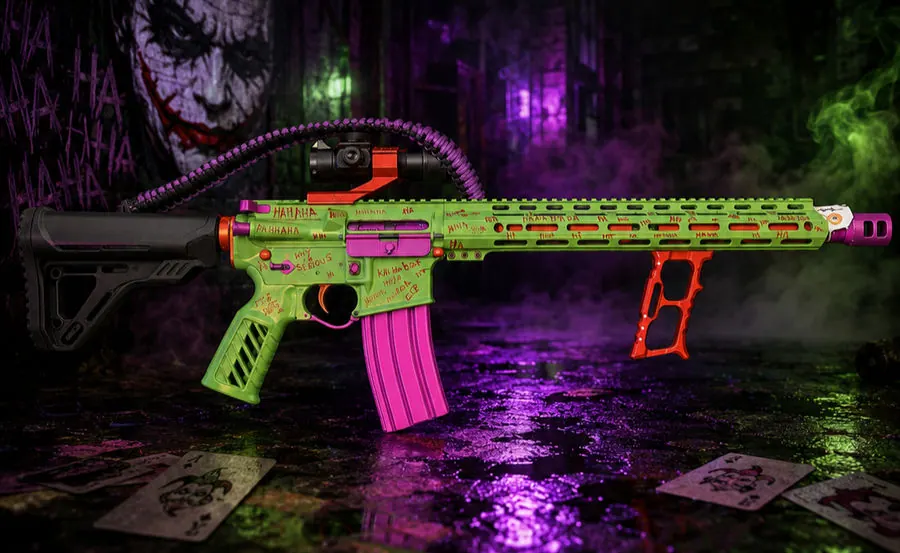The Joker custom Cerakote AR-15 build by Tattoo Tactical